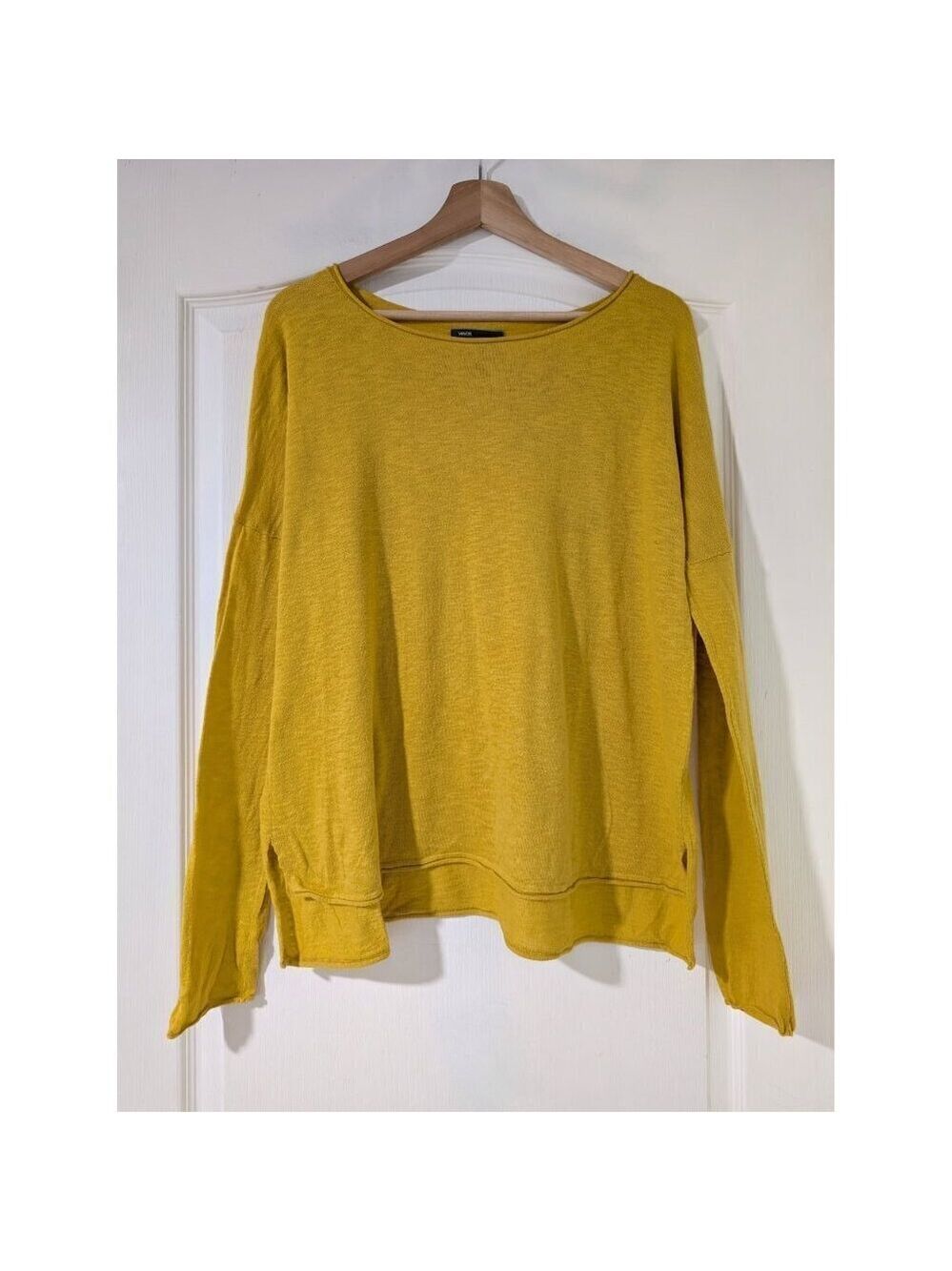 Vince | Women's Slub Knit Relaxed Boat Neck Dolman Sleeve Top in Yellow